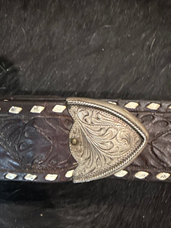 Vintage Diablo Sterling Silver Horse Head Western Cowboy Buckle Set with Belt main image 9